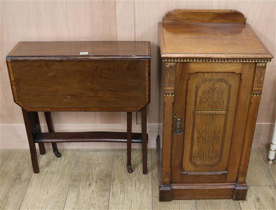 An Edwardian Sutherland table and a Victorian pot cupboard, W.60cm W.40cm